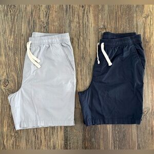 (2) Goodfellow & Co Mens Cotton Shorts Size Medium Blue & Gray 7” Inseam Casual